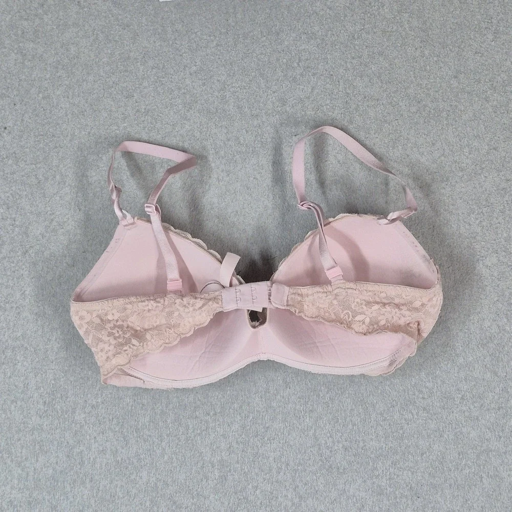 Victoria's Secret Women Bra 36D Pink Floral Padded T Shirt Wireless Lace Strap